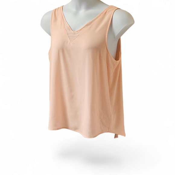 MAURICE'S Pink Sheer Inset V-Neck Tank Top Size Large - Picture 3 of 12